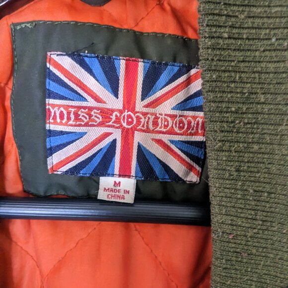 Miss London Women /Men  Green Bummer Flight Jacket Size Medium - Picture 2 of 12